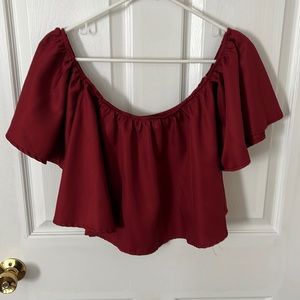 Size M Shein burgundy off the shoulder crop top